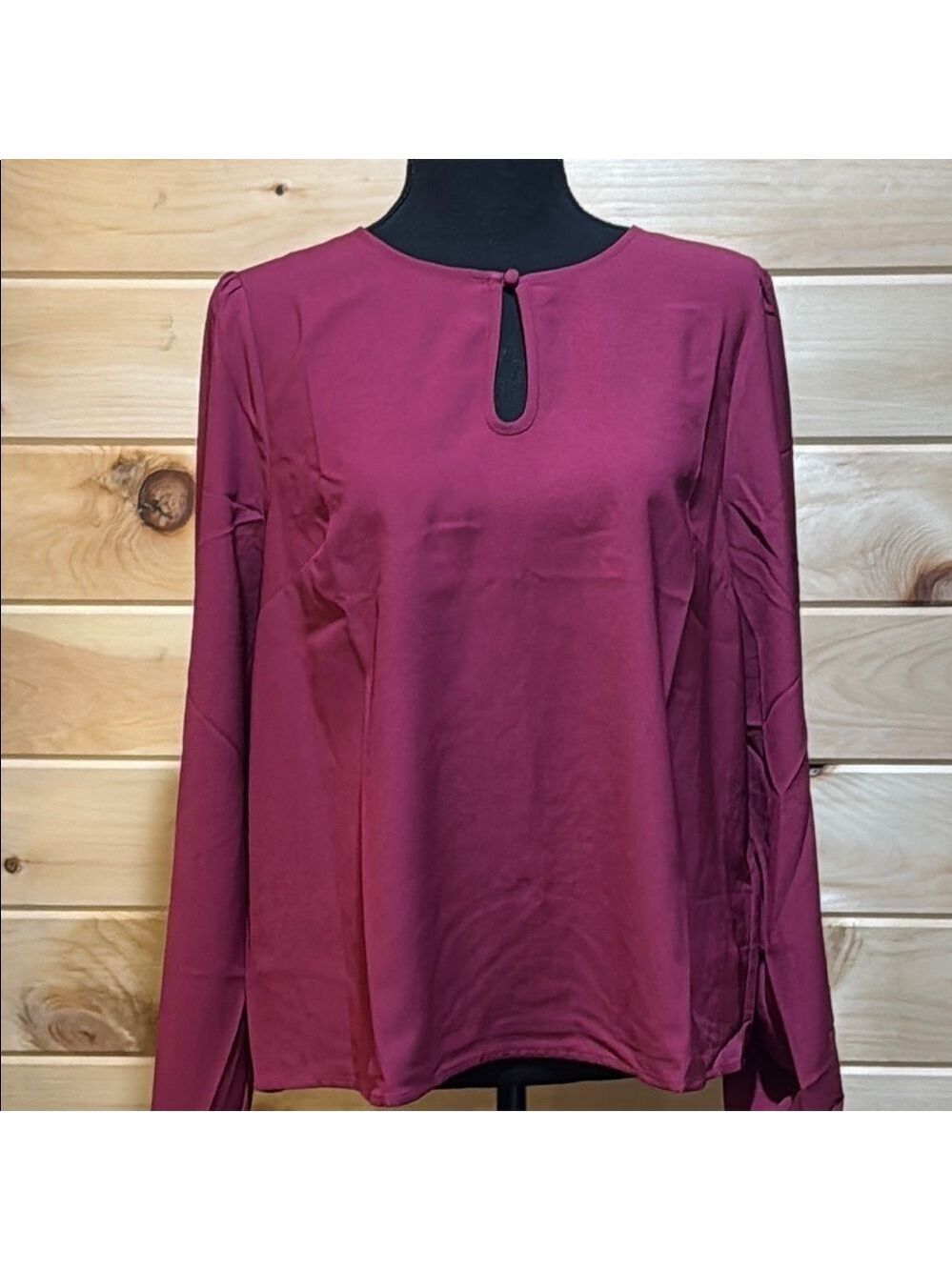 J Crew Maroon Cut Out Long Sleeve Blouse Large